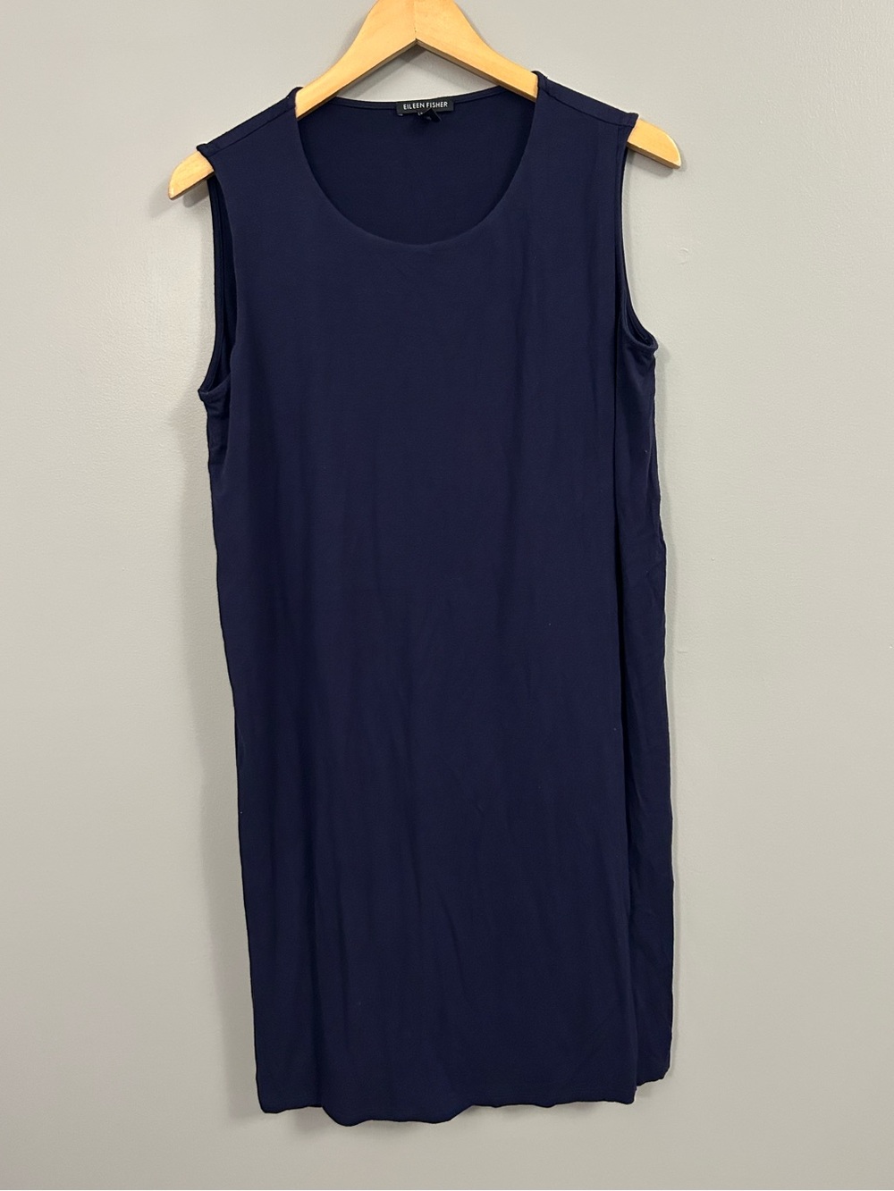 Eileen Fisher Deep Navy Crewneck Tank Dress Medium